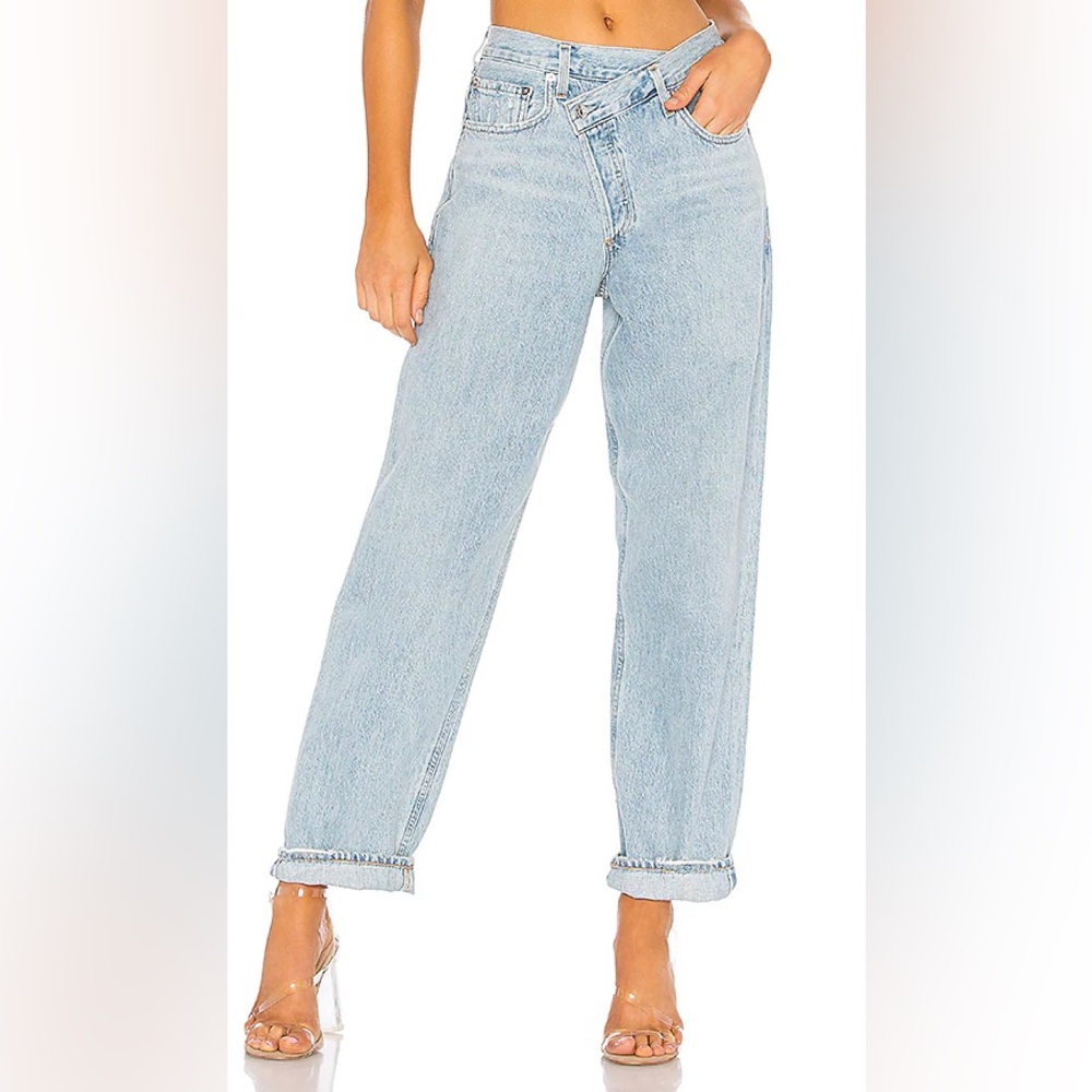 AGOLDE Blue Criss Cross Jeans in Suburbia